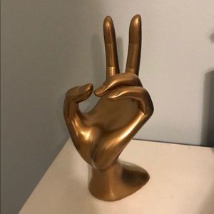 Gold peace sign ring holder or desk art